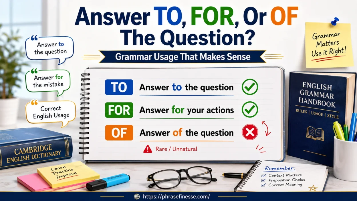 Answer TO, FOR, Or OF The Question
