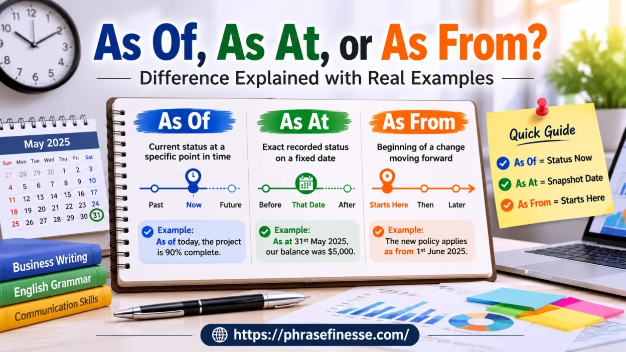 As Of”, “As At”, or “As From”