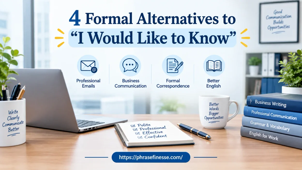 formal alternatives to I would like to know in professional business communication