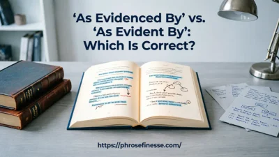 As Evidenced By vs As Evident By grammar comparison guide showing correct English usage and writing rules.