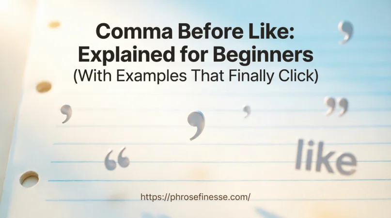 Comma before like grammar explanation infographic with clear rules and examples for beginners.