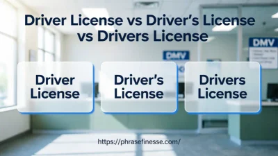 Comparison of driver’s license spelling variations shown on digital cards in a professional DMV-style interface.