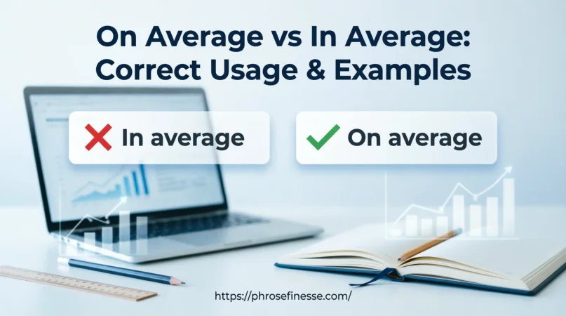 Comparison of “in average vs on average” grammar usage with correct and incorrect examples.