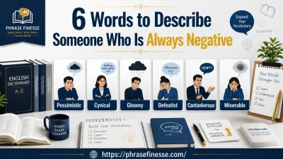 words to describe someone who is always negative including pessimistic, cynical, gloomy, defeatist, cantankerous, and miserable