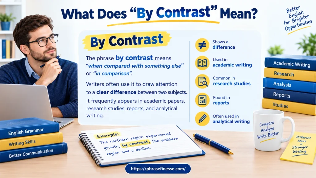 What Does “By Contrast” Mean?