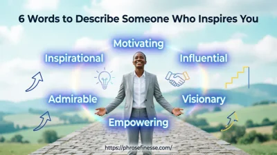 words to describe someone who inspires you including inspirational, motivating, influential, admirable, empowering, and visionary.