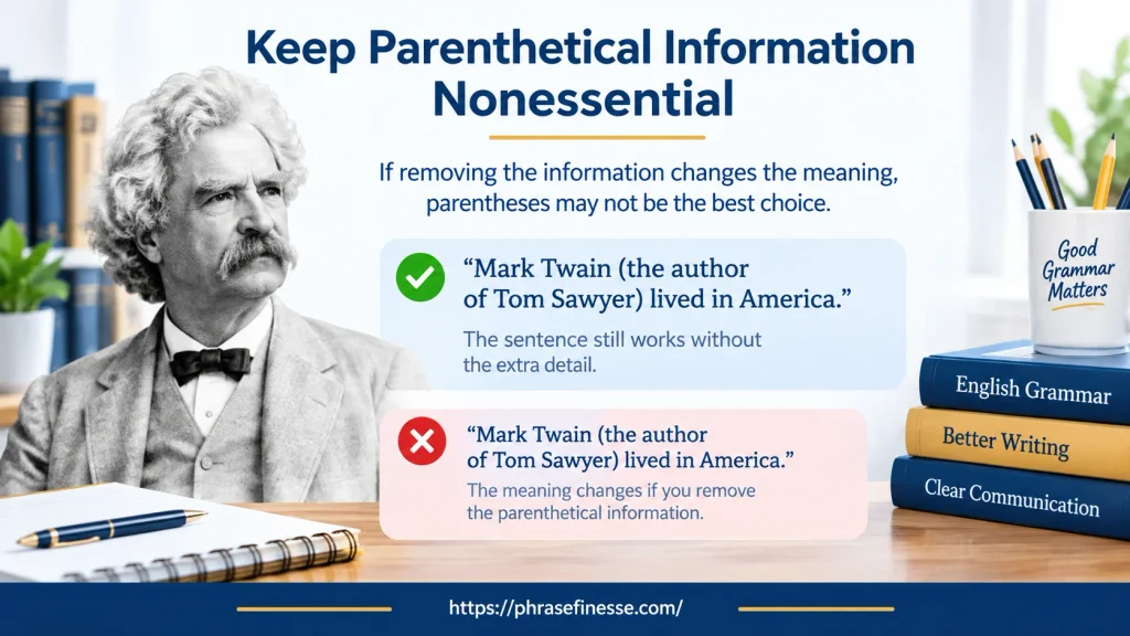 Keep Parenthetical Information Nonessential