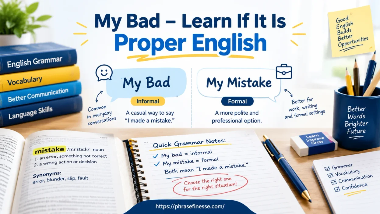 Learn whether “My Bad Learn ” is proper English